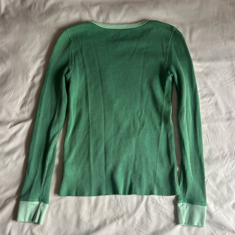 American Eagle Waffle Knit Long Sleeve – Green – Size Small - Picture 3 of 6
